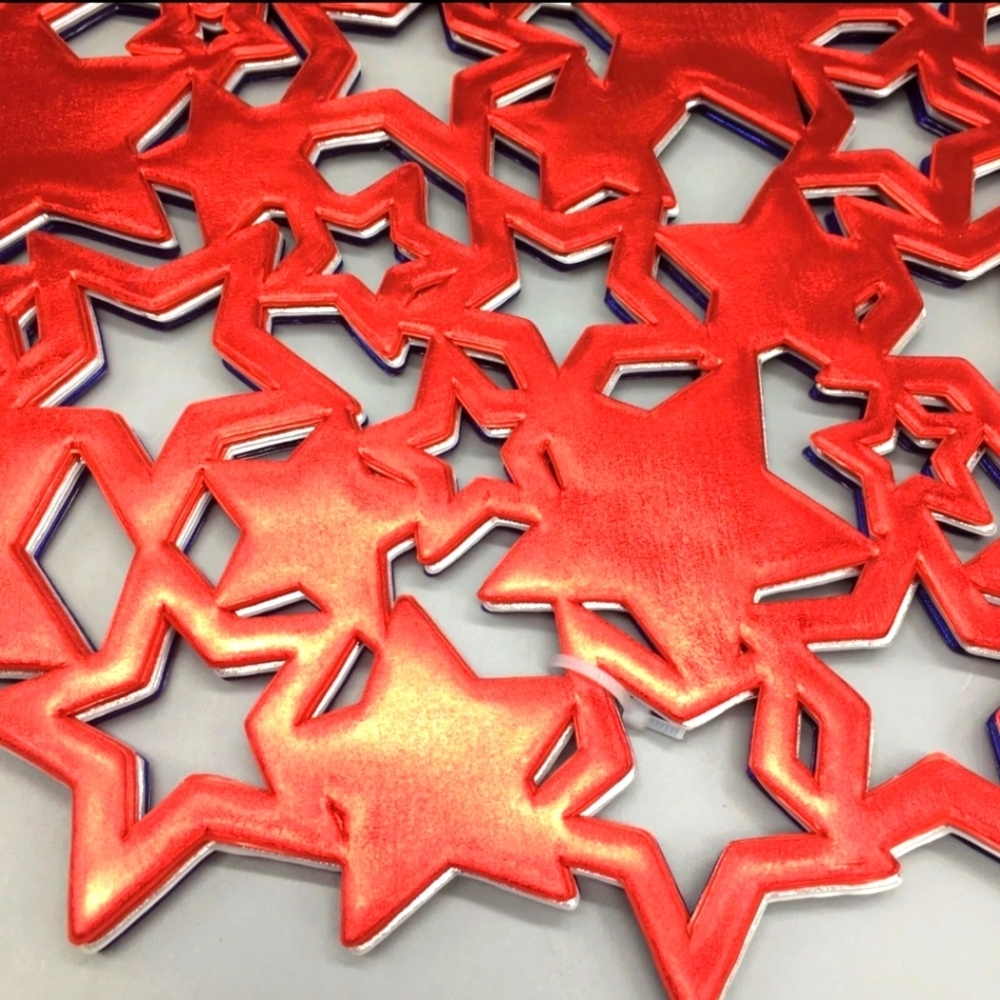 6pc 4th of July Cut Out Stars Vinyl Placemat Set Patriotic Indoor Outdoor Decor - Picture 11 of 13